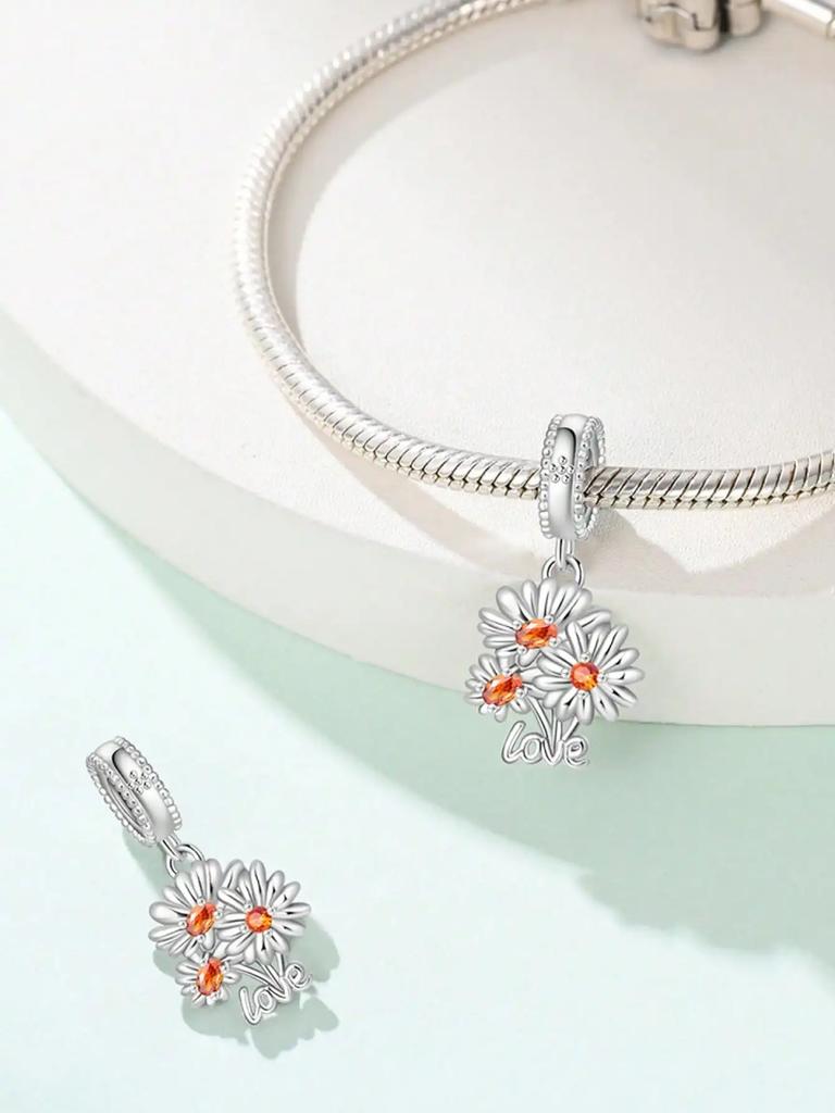 Charms Plata Copper Colors Daisy Cactus Flower Beads Charm Pendant For Original Bracelet For Women Diy Jewelry Love Gift