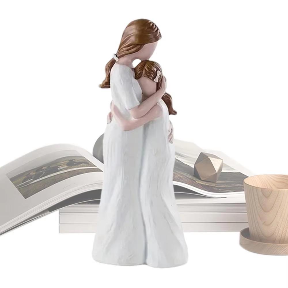 Elegant Mom Hug Daughter Sculptures Hand-Painte Family Sculpture  Living Room