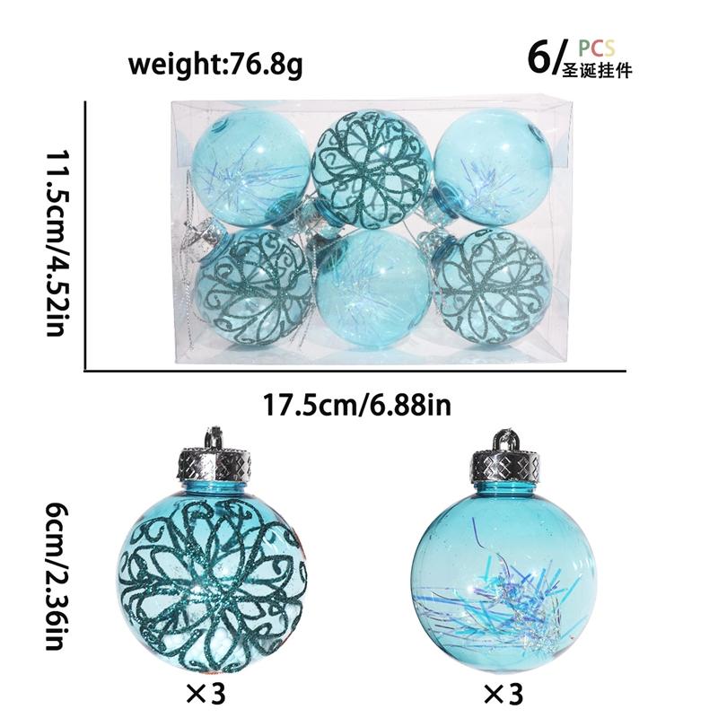 6CM Weihnachtsdekoration Bruchsichere Weihnachtskugeln Weihnachtsbaum Hängeanhänger für Heimpartydekor Neujahrsgeschenk Navidad