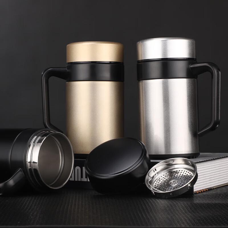 MRSIKEY Men's 316 Stainless Steel Insulated Office Mug with Handle