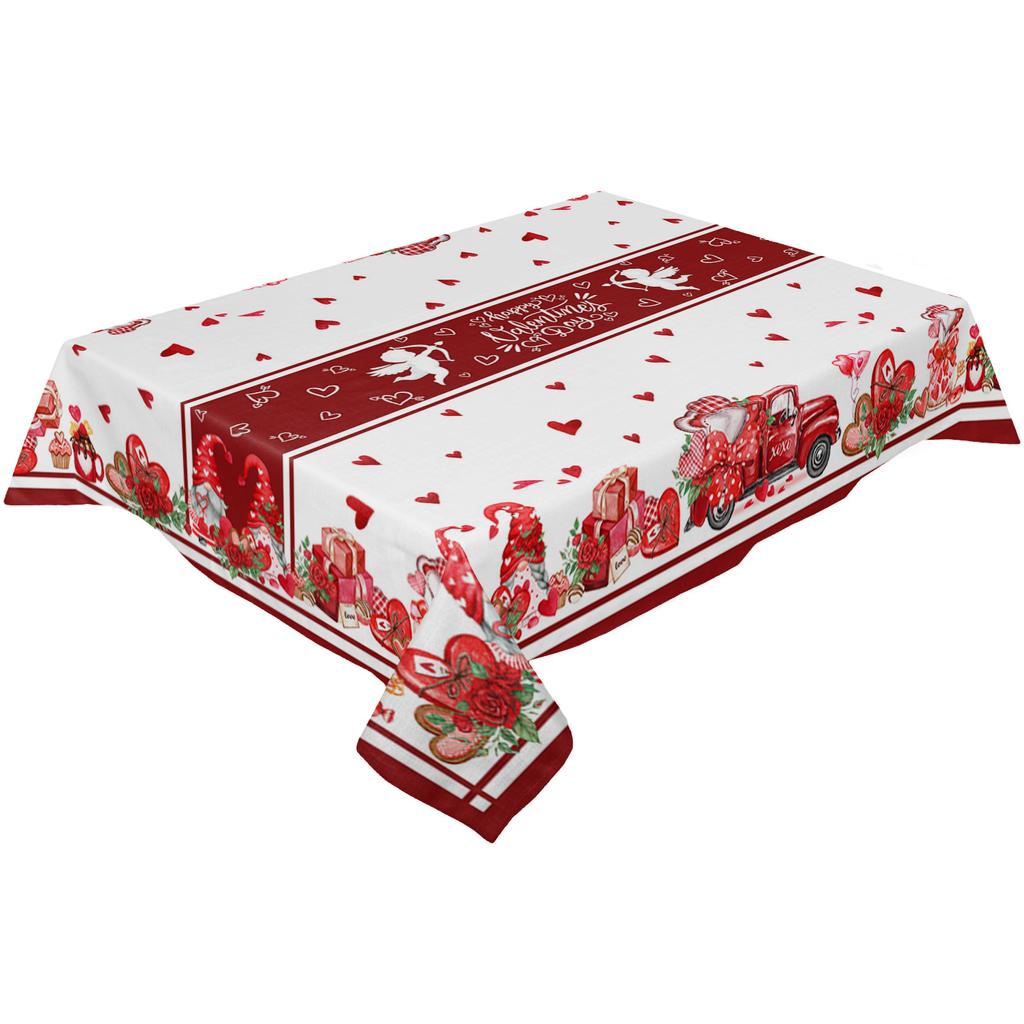 Red Car Truck Couple Dwarf Rose Flower Tablecloth Holiday Decor Waterproof Rectangular Tablecloths Wedding Decor Table Cover
