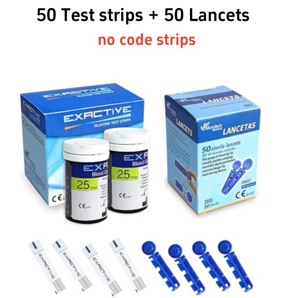 EXACTIVE VITAL Blood Glucose Meter with Test Strips and Collection Needles for Export