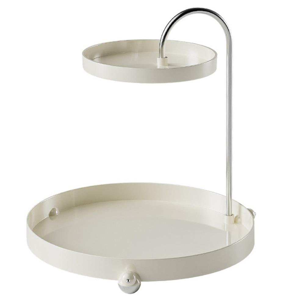 

Acrylic Makeup Organizer Tray Double Layer Spinning Holder Cosmetics Storage Box Decorative Space Saving Display Rack білий