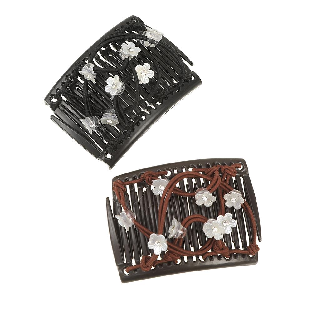Plastic Flowers Hair Clip Hair Comb Bun Maker Easy Updo Styling Tool with Elastic Design for Women’s Hair Styling