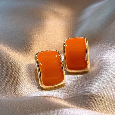 Drip Oil Square Earrings Ins Wind Simple Personality Stud Earrings Fashion Temperament High Sense Earrings
