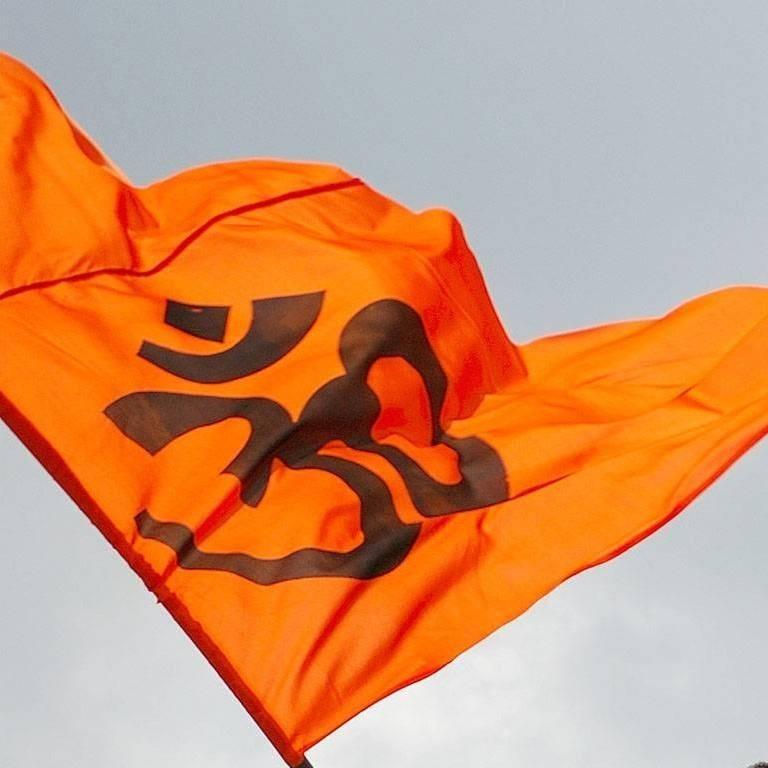 @ Оранжевый флаг с принтом Аум для храма, религиозный F056 MA-64-60%Скидка