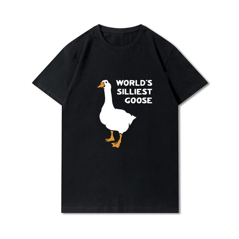 Letní trička větší velikosti pro ženy Whisling Duck Potištěné Neformální tričko s krátkým rukávem Topy 100% bavlna Oversize O Trička s výstřihem