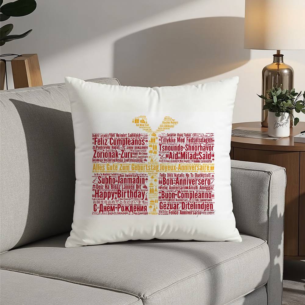 classic Happy birthday Pillow Case Sofa Decorative Home Double-sided Printing Short Plush Cushion Pillow Cover Holiday Gift