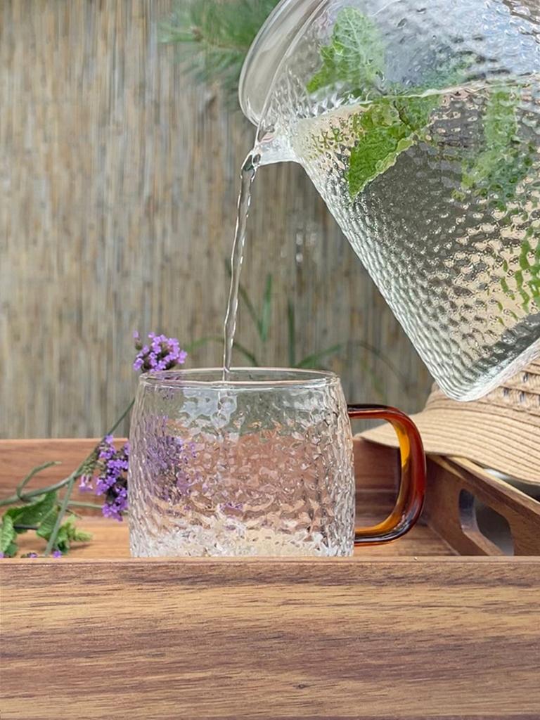 GLASS JUG 1L TEA INFuser with Filter 2 Cups AMBER