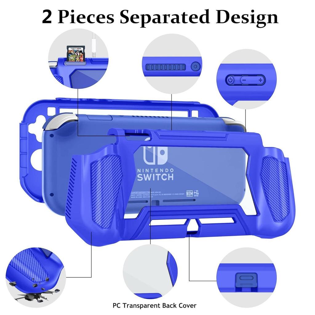 Protective Case, Full Protection Cover, TPU Shock-Absorption and Anti-Scratch for Switch Lite Skin with Bult-in Screen Protector & Thumb Grip Caps