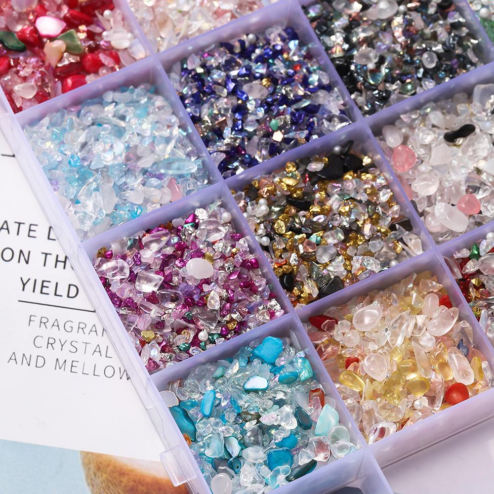 60g/Box Mixed Colorful Glass Crystal Crushed Stone Beads for DIY Resin Fillers Material Jewelry Making Accessories Nail Crafts