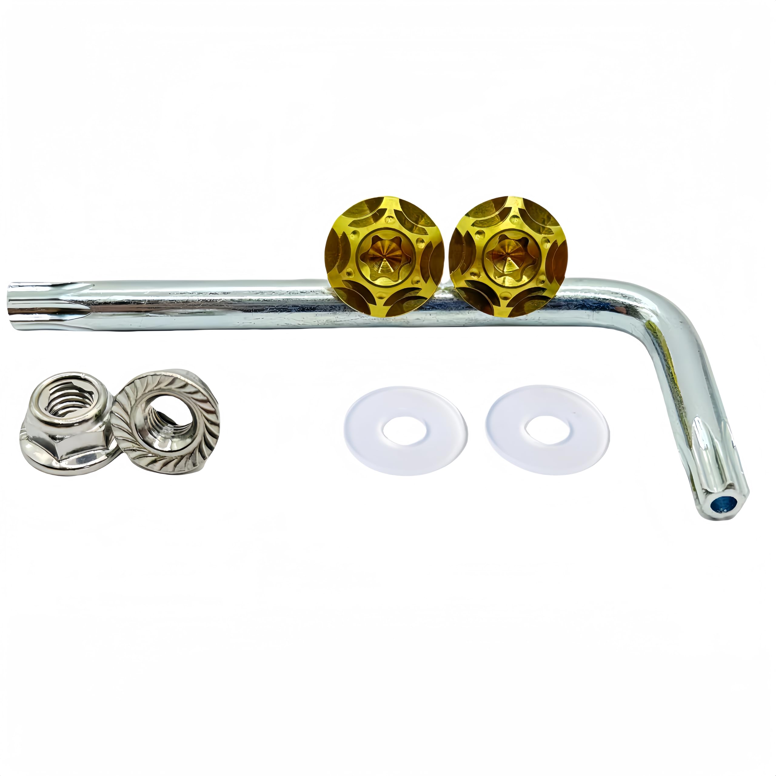 Kuroobaa Titanium Motorcycle License Plate Bolt Security Anti-Theft Screw with M6×15mm золотой