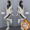 Women's Thick Velvet Korean Style Sports Suit - Warm & Slim, Long-Sleeve Sweatshirt & Harem Pants, Two-Piece Autumn/Winter Set