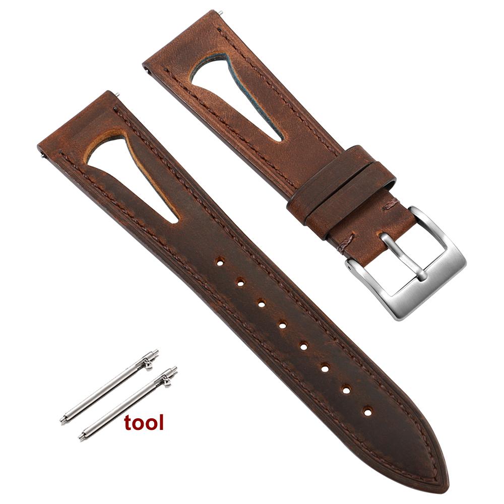 

Breathable Genuine Leather Watch Band for Omega Business Crazy Horse Calfskin Strap Sport Bracelet Watchband 20mm 21mm 22mm 24mm 20mm темно-коричневого