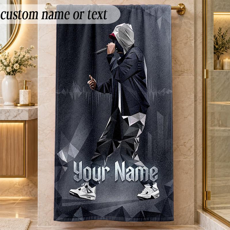Beach TowelEminem Custom Name Text Personalized Soft Towel for Beach Pool Indoor Home Decor Gift