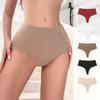 Plus Size Women Spring and Summer Thin Wavy Yoga High Waist Invisible Breathable Thong Underwear