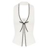 Verano Nueva Moda Sexy Chaleco de Punto Blanco con Tirantes Top Hueco para Mujer