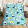 Cartoon Sushi Food Duvet Cover Twin For Kids Teen Microfiber Japanese Cuisine Bedding Set Kawaii Cat Cherry Blossoms Quilt Cover