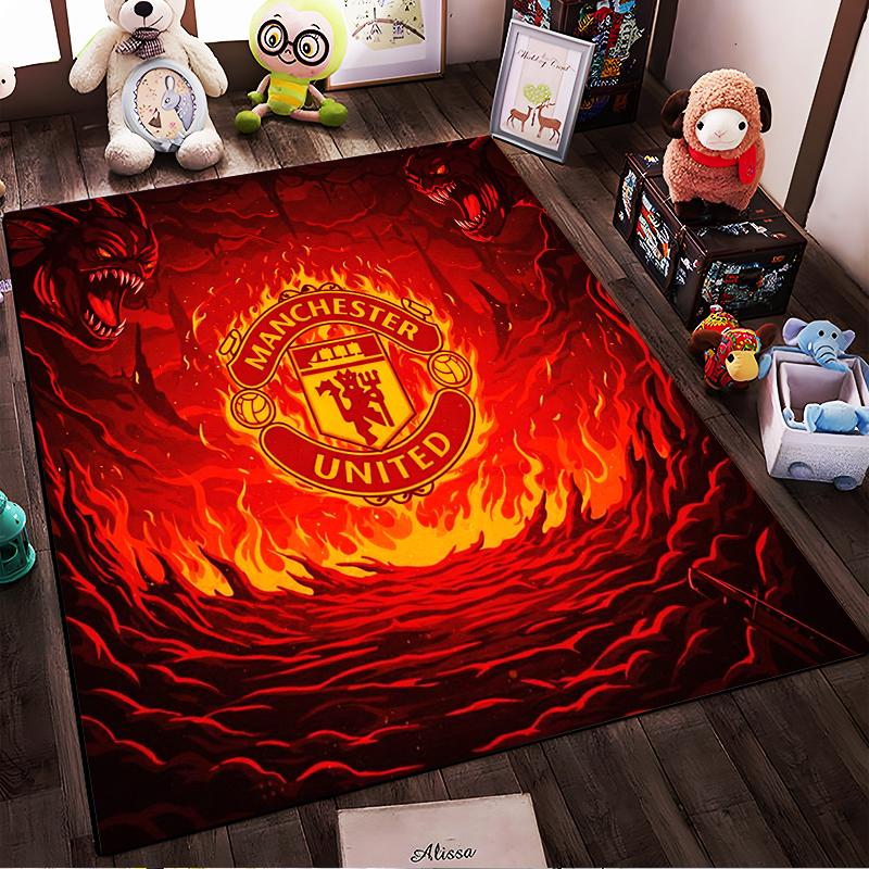 Manchester United Flames Designed floor mat, suitable as a non-slip mat for the living room or bedroom sofa
