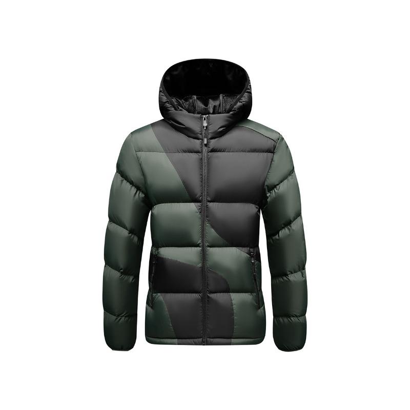 

Cotton-padded men s winter graphene contrasting color casual trend thickened hooded top jacket 4XL