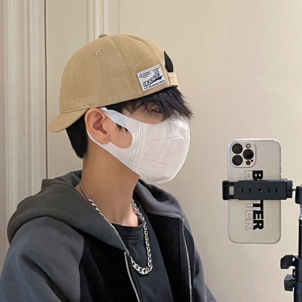 Adjustable Short Brim Baseball Cap Peaked Low Profile Cap Vintage Trucker Style Dad Hat  Girl