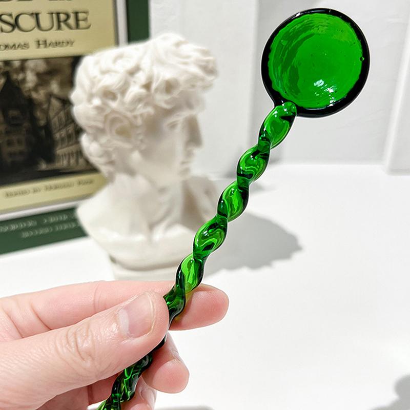 Glass Coffee Scoops With Long Handle Colorful And Cute Teaspoon Kitchen Accessories Milk Dessert Ice Cream Spoon