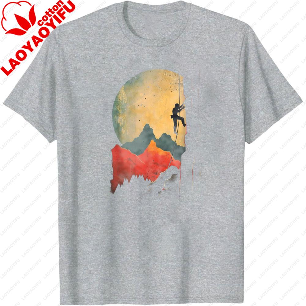Mountain Climbing Adventure Sunset Landscape Outdoor Sport Gift Top Men TShirt Summer Casual Fashion Short Sleeve Tees