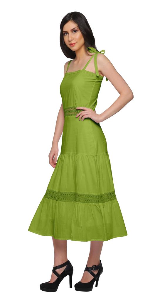 Moomaya Solider verstellbarer Schultergurt Damen Lässiges ärmelloses langes Kleid