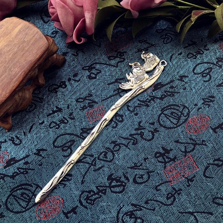 Retro ethnic style Miao silver hairpin antique bookmark female flower hairpin simple classical versatile disc hair hairpin hair accessories