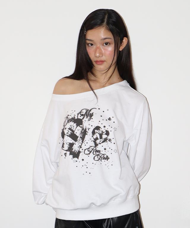 RONRON Urban Off Shoulder Sweatshirt White