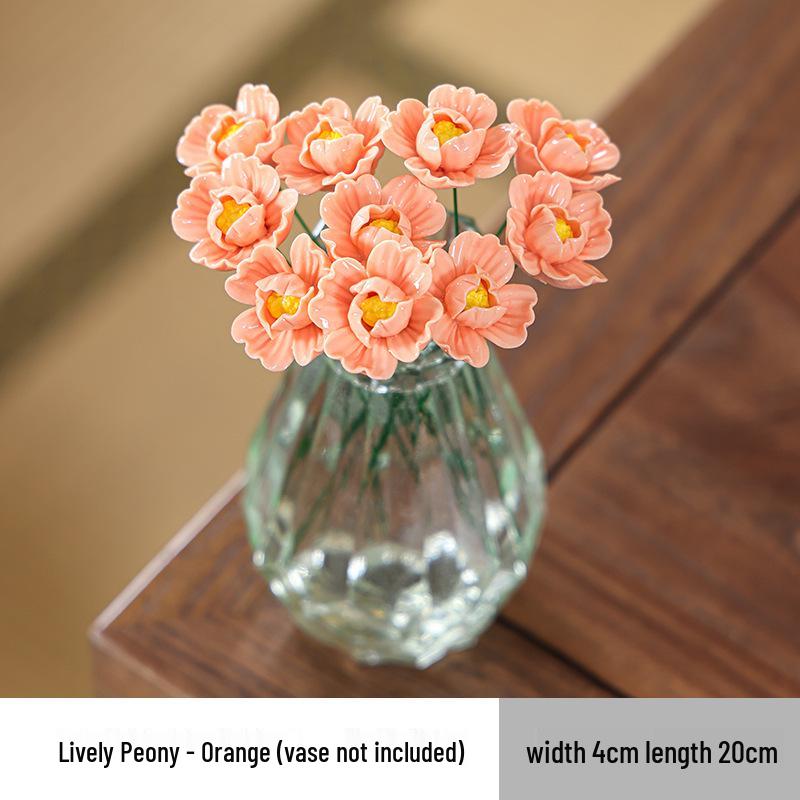 Traditional Jingdezhen Peony Ceramic Vase - Eternal Flower Simulation Decoration