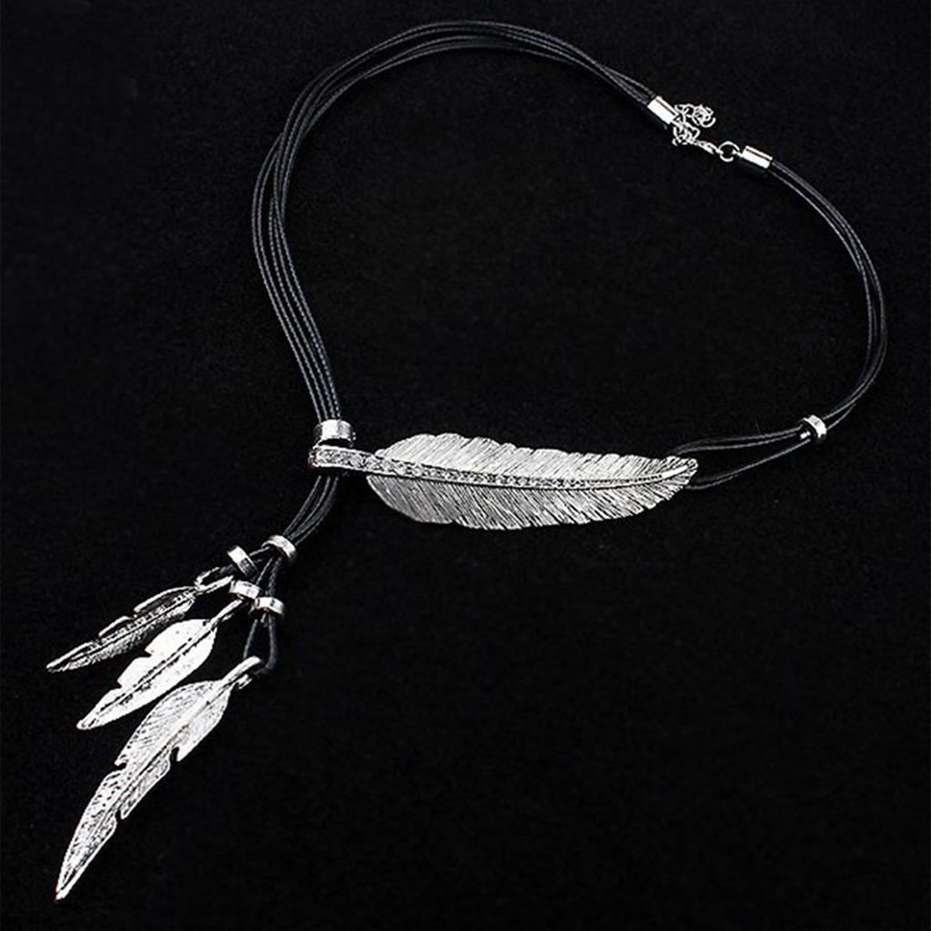 Trend Fijne Sieraden Hals Hangers Boheemse Stijl Touw Ketting Blad Veer Patroon Hanger Voor Vrouwen Mannen Retro Feest Halskettingen
