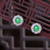 Luoxi Temple 2024 S925 Silver Stud Earrings with 6.0mm Simulated Green Chalcedony