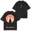 Harajuku Kleidung Bloodborne Blasse Blutmond Vintage Gewaschen Unisex T-Shirt Unisex Damen Street Hip Hop Kurzarm Druck T-Shirt