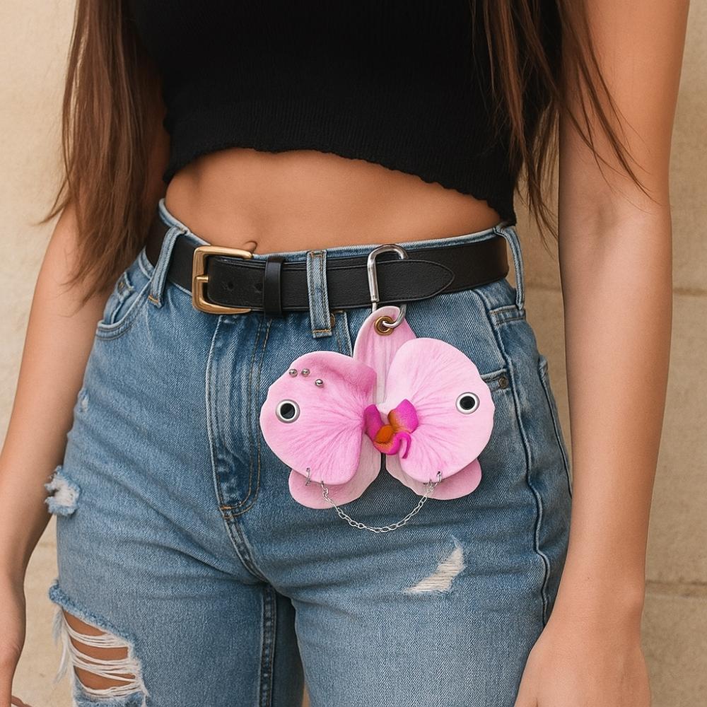 Keyring Phalaenopsis Orchid Keychain Phone Charms Bag Pendant Imitation Flower Pendant Couple Kids