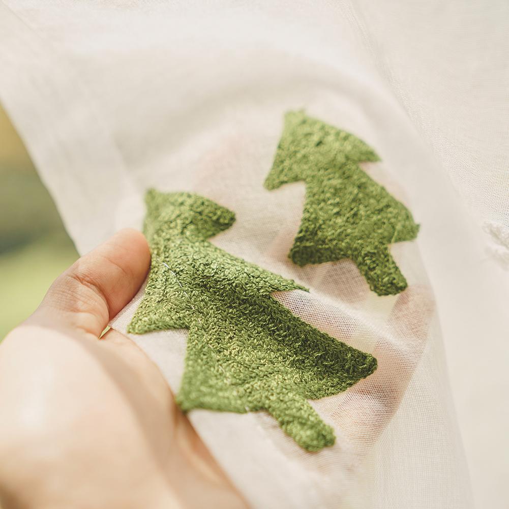 1PC NAPEARL Christmas Green Tree Embroidered Sheer Curtain European Luxury Window Curtain for Living Room Bedroom Home Decor