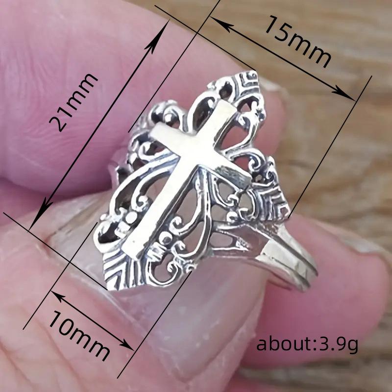 Huitan Fashion Cross Ring Female Party Accessories with Hollow-out Design Lady Matel Silver Color Finger Jewelry for AnniversaryGood product