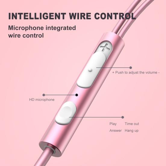 In-ear Wired Earphone Metal Magnetic Subwoofer Mic Volume Control Gaming Headset