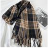 Retro Style Plaid Scarf Women's Winter Fashion Thickened Warm Scarf Student Scarf Shawl