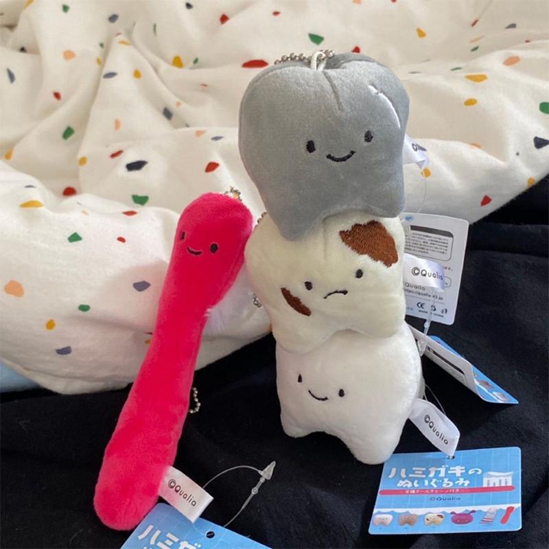 Tooth Cute Toothbrush Keychain Creative Tooth Care Inspired Virus Design Key Ring Accessory Key Bag Backpack Pendants Home Decor