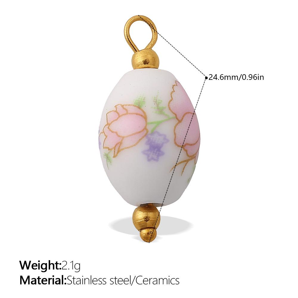 European and American sweet and cool style DIY dopamine ceramic pendant stainless steel plated 18K gold creative jewelry collection
