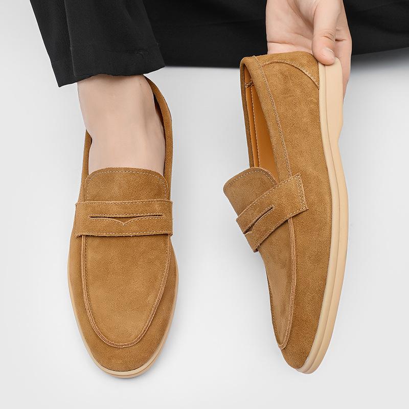 Doudou Schuhe Anti-Samt Herren Weiche Sohle Ein-Pedal Lazy Musik Casual Sommer Vielseitige Herrenschuhe 8225 khaki-J