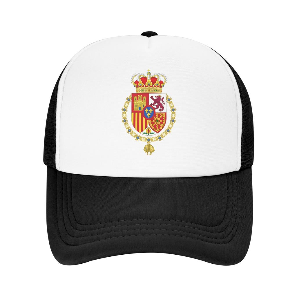 King of Spain Coat of Arms Sun Hats FeUnisex Unisex Mesh Trucker Hat Breathable Print Hiking Fishing Baseball Caps Birthday Present