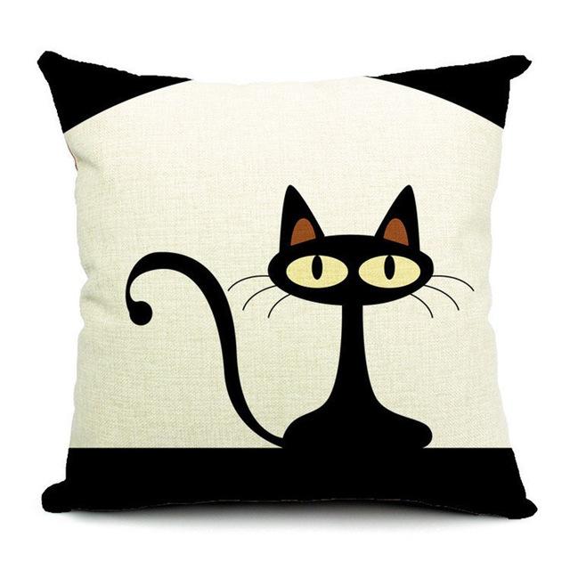 Cute Cartoon Cat Cushion Cover Cat Cotton Linen Pillow Case Sofa Decorative Pillowcase Home Accessories Animal Pillow Cover