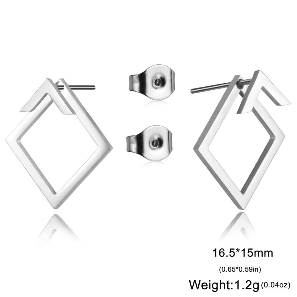 

Geometric Cut Titanium Steel Square Combination Earrings Fashion Personality Jewelry Holiday Gift