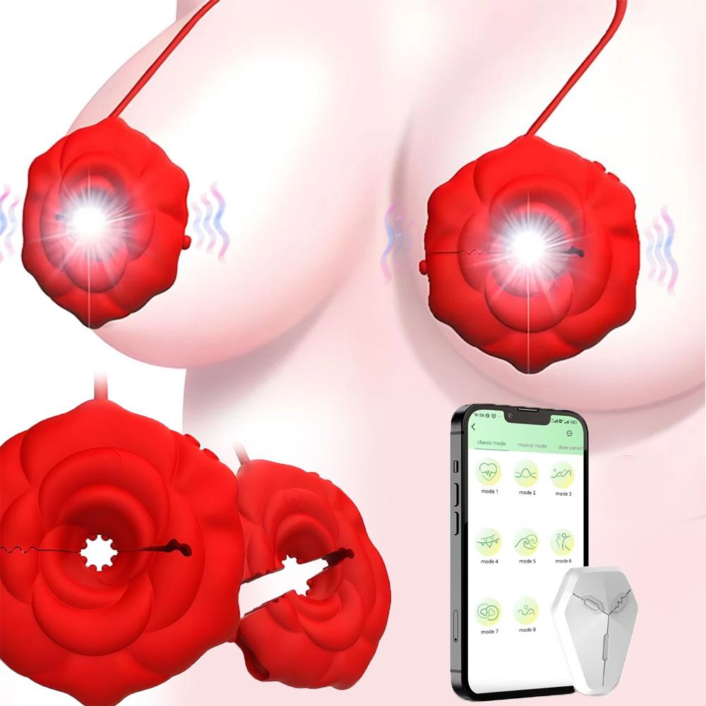 Nipple Clamps with Remote Control App ,Wireless Nipple Suction Toy,Equipped with 10 Vibration Modes,Female-specific Sex Toy, Couples' Sex Toy