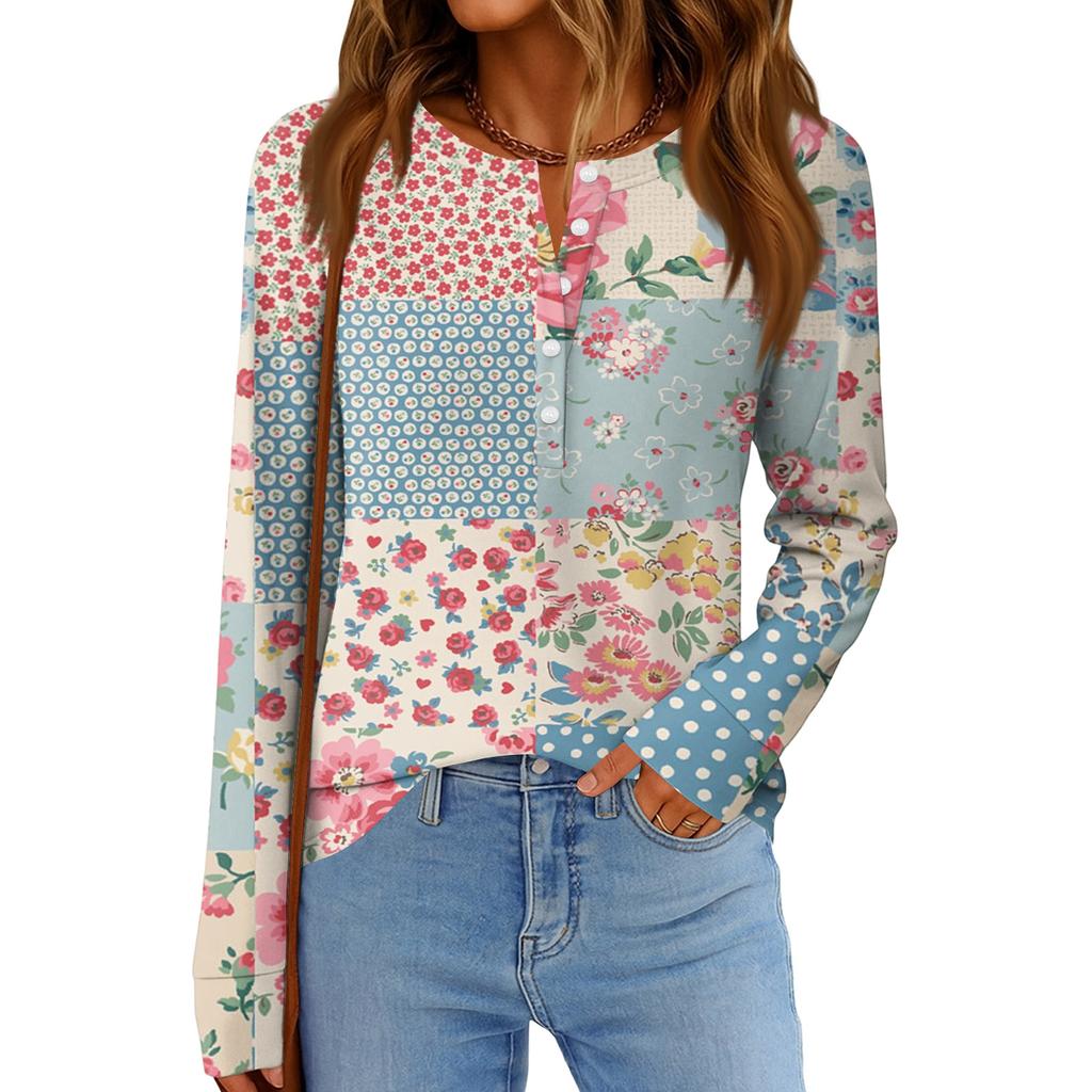 Women's Fashion Loose Long Sleeve Round Neck Casual Top