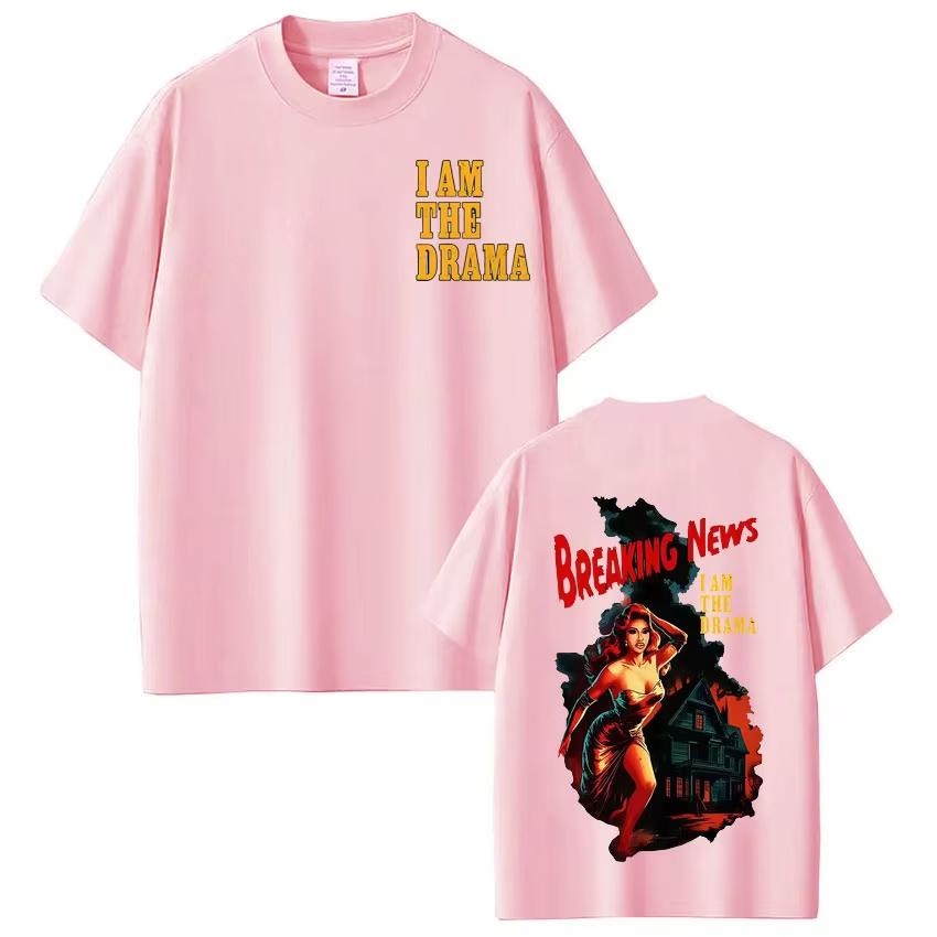 Cardi B AM I THE DRAMA Fashion Print Tshirt Men Women Harajuku Oneck Casual Fashion Luxury Shortsleeved Top Retro Streetwear