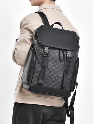 Men's Trendy High-End Business Laptop Backpack - Large Capacity Travel & Schoolbag with Old Flower Design
