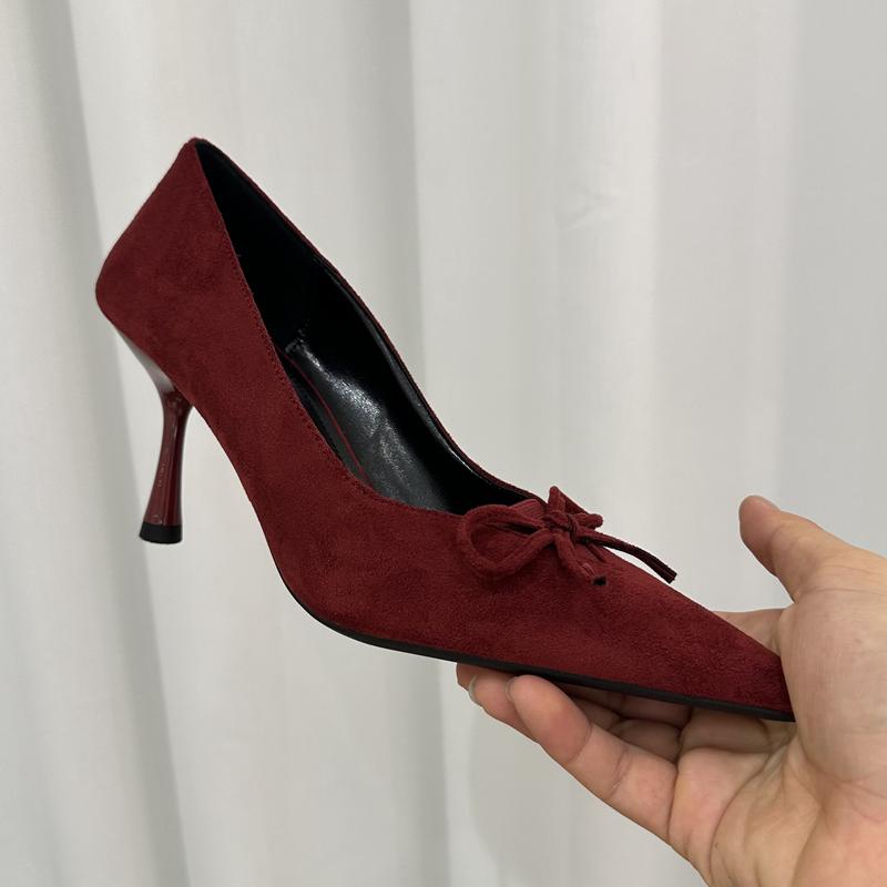 Fashion SUOJIALUN 2025 Autumn New Brand Women Elegant Pumps Shoes Fashion Pointed Toe Shallow Boat Shoes Thin High Heel Dress Single Sho